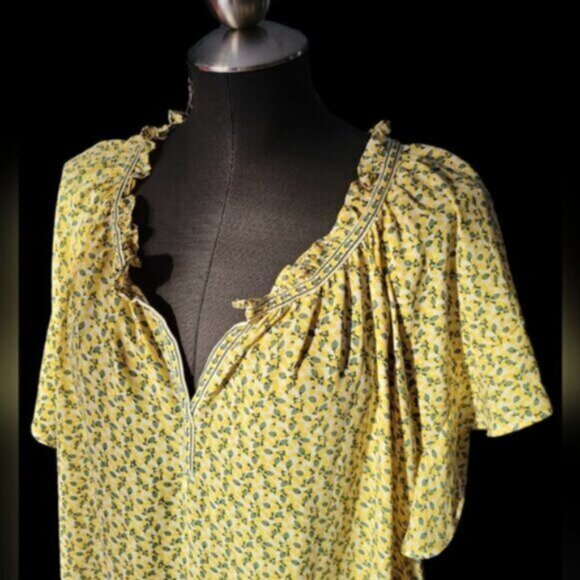 Max Studio Yellow  Ruffle Blouse NWT Sz 3X - Picture 7 of 14